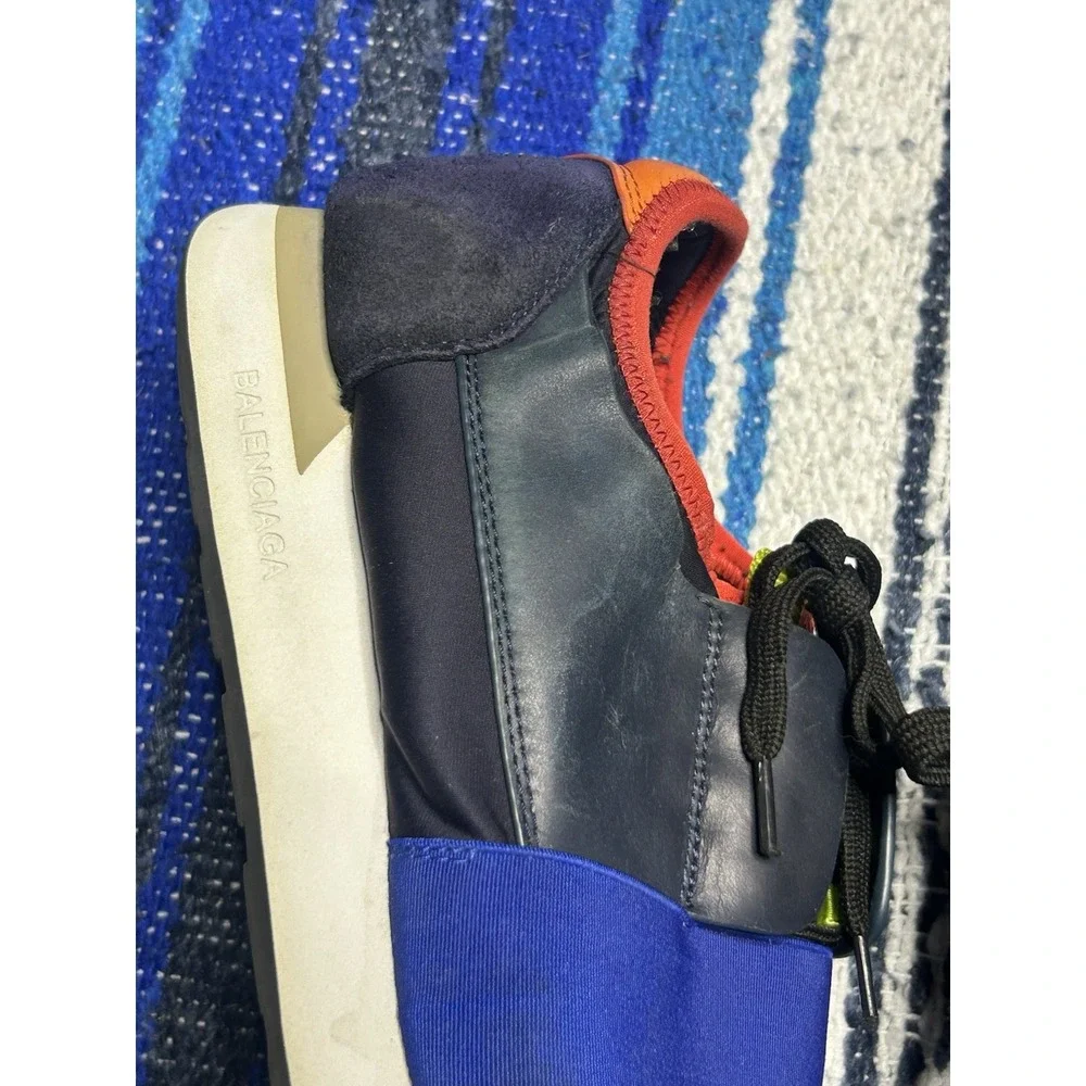 Balenciaga Multicolor Leather Mesh Race Runner Sneakers Men's Size US 7 EU 40